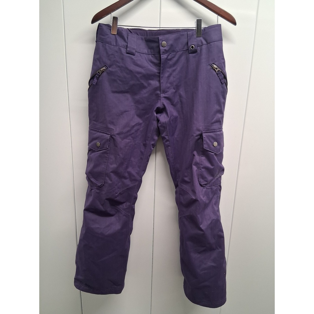 Burton Snowboard Pants Womens XS Purple Cargo Ski Winter Herringbone Insulated